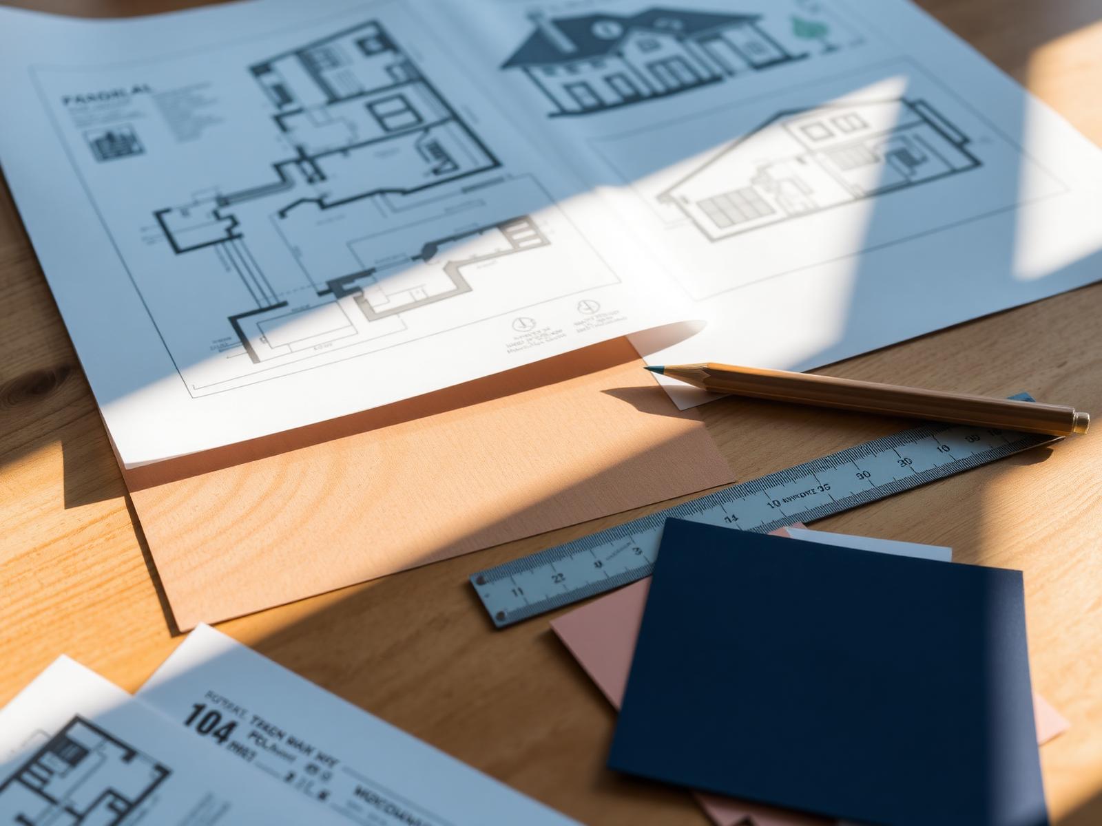 Project manager reviewing residential construction drawings and development plans